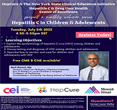 HepCure and CEI co-sponsored Webinar: Hepatitis C in Children and Adolescents